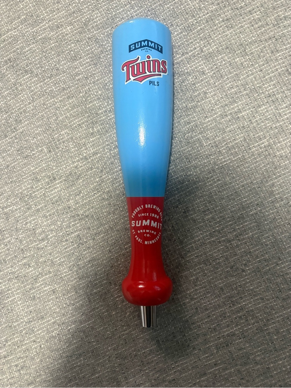 Summit Twins Pils Beer Tap Handle - Light Blue and Red